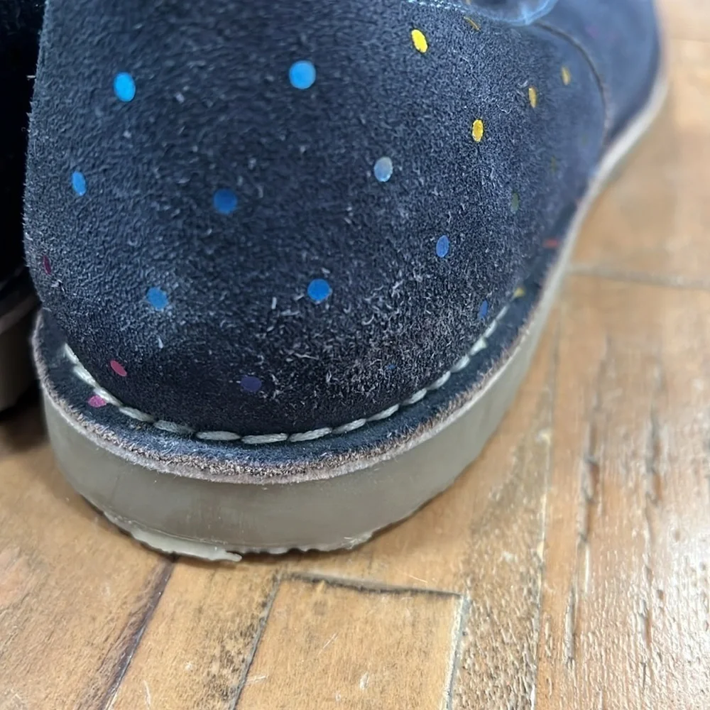 Mini Boden blue suede metallic dot Chelsea boots